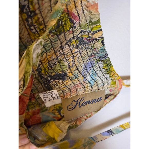 Vintage Rayon Funky Print Strappy Mini Dress Women’s - Picture 6 of 6